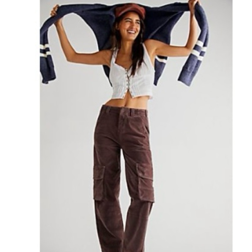 Brown Cargo suede Pants